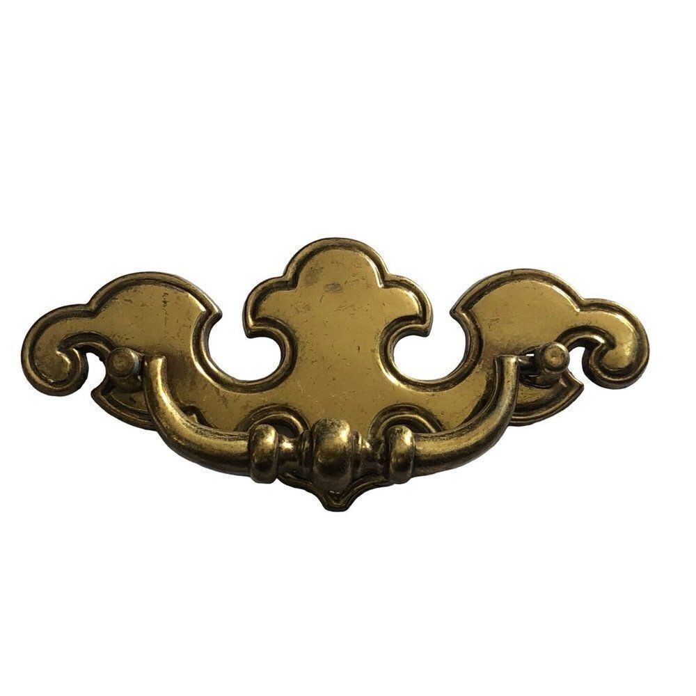 Vintage Solid Brass Drop Handle Drawer Pull Hardware